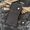 LUUFAN Mens Leather Long Bifold Wallet with Chain, Biker Wallet