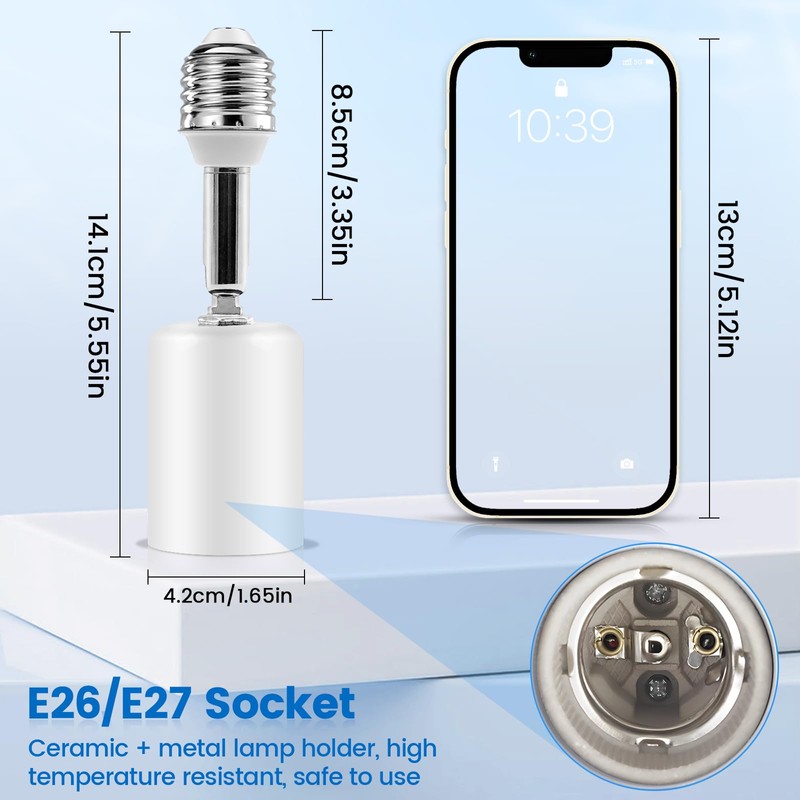 NWPangu Light Bulb Socket Extender,E26/E27 Bulb Extender Socket,350 Degree Adjustable