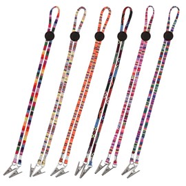 6 PCS Adjustable Napkin Holder Clips, Folk Style Adult Bib Clips with Length Adjuster and Metal Clasps for Dining and Dental Use