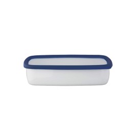 HoneyWare Classic Line Enamel Food Storage Container with Lid, Flat, 1.6 L, Heat Resistant up to 400 °C, Meal Prep Boxes Suitable for All Types of Cookers, Oven and Grill, Storage Box with Lid