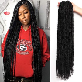 7 Packs 26 Inch Goddess Box Braids Crochet Hair Prelooped Crochet Hair Crochet Braids box braid crochet hair crochet braids hair for black women Jumpo Braiding Hair (26 Inch 7 Packs , #1B)