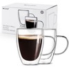 12 Oz Double Walled Glass Coffee Mugs with Handle, Insulated