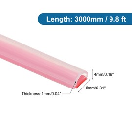 PATIKIL Silicone Weather Stripping Door Seal, 9.8 ft D Shape Weather Stripping Self Adhesive Door Seal Strip for Door Frame, Window Sealing, Large Gap, 0.31" Wx0.04 Tx0.16 H, Clear/Red