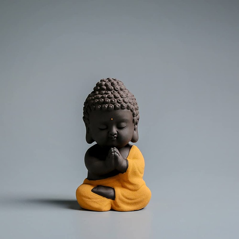 Buddha Object, Cute Buddha Statue, Pottery, Zazen, Nyorai Statue, Mini