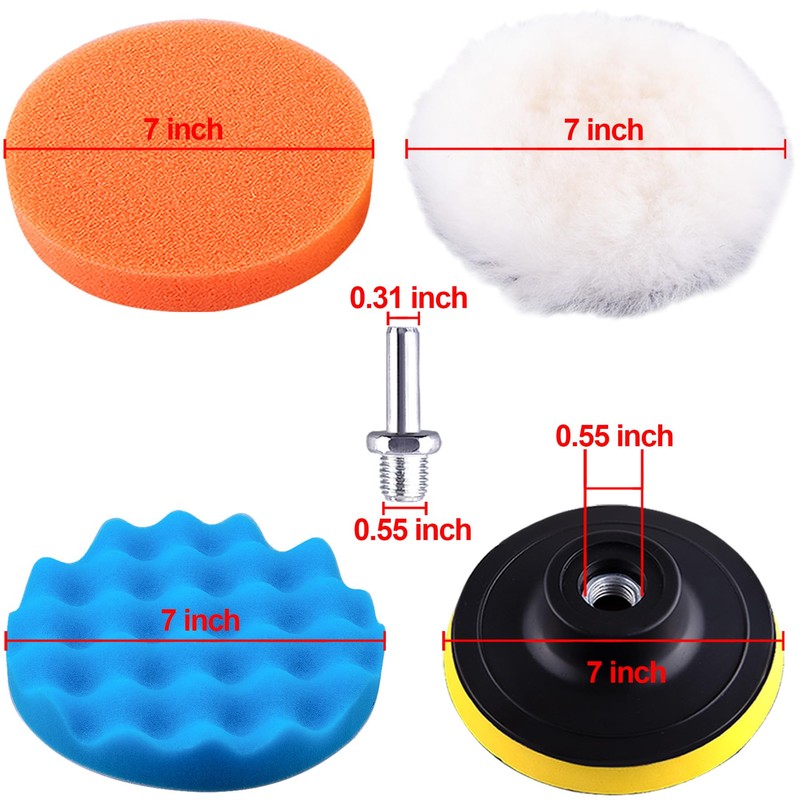 SIQUK 23 Pieces 7 Inch Buffing Pads Car Polisher Bonnets