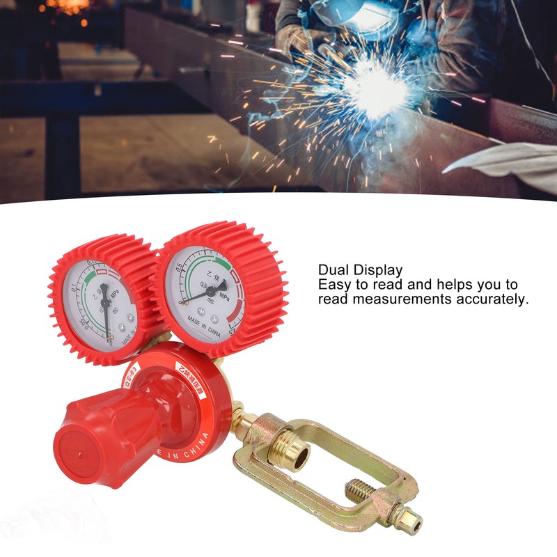 Acetylene Pressure Reducer 8mm Inlet Port Dual Display Shockproof Acetylene