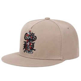 sproutsy Men's Cap, Flower, Rose, Unisex, Hat, Flat Visor, Beige, Skull, Skull, beige
