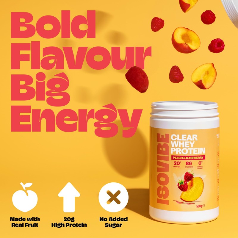 Isovibe Clear Whey Protein Powder Peach & Raspberry (20 Servings)