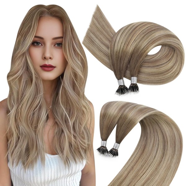Easyouth Extensions with Nanoring, Real Hair, 45 cm, Dark Brown,