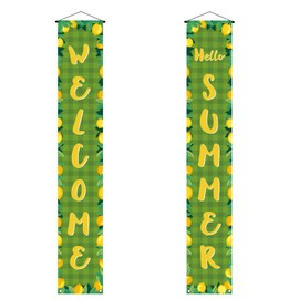 Hello Summer Banner Lemon Party Decoration Outdoor Summer Lemonade Birthday Party Baby Shower Bridal Shower Decoration and Supplies for Home