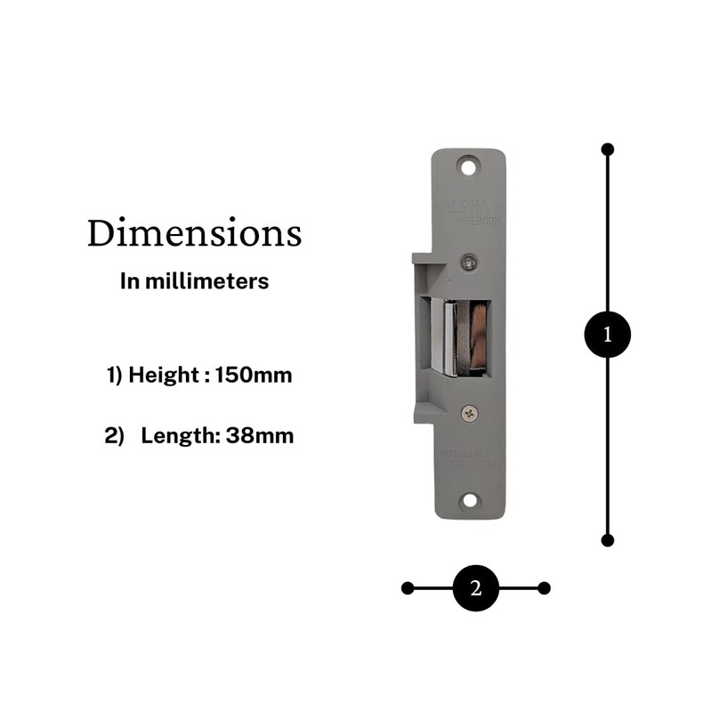 Alpha Intercom Electric Door Strike Adjustable for Wood and Metal