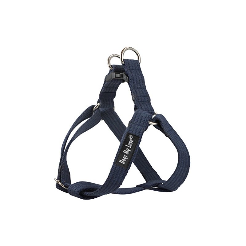 Cotton Web Adjustable Dog Step-in Harness 4 Sizes Blue (Small: