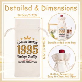 30th Birthday Gifts for Men and Women - 1995 Birthday Party Decorations Drawstring Burlap Wine Gift Bag for Best Friend Sister Brother Auntie Husband Wife Colleagues