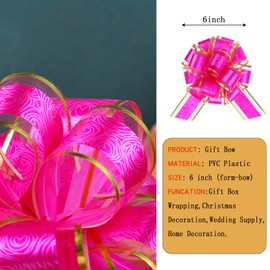FORBINBO 6 Pieces Rose Pull Bows 6 Inch Gift Wrapping Pull Bows with Ribbon for Christmas Presents Wedding Gift Wrapping Baskets (Rose red)