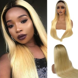 OiMiGO 13x6 Remy Human Hair Frontal Wigs #1B HD Lace Wigs for Women Body Wave Lace Front Wigs 13x6 Unprocessed Lace Wigs Pre Plucked 180 Density 10A Glueless Wigs Natural Black(28Inch)