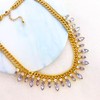 Statement Necklace, 18K Gold Plated Cuban Chain with Crystal Drops,