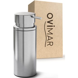 ovimar Seifenspender Sletterhage | Silber | Edelstahl | freistehend ohne Bohren | mit extra großer Öffnung leicht wiederbefüllbar | für Badezimmer oder Küche