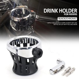 Halifu Motorcycle Handlebar Cup Holder Drink Mounted for Harley Dyna Softail Electra Glide 1996-up for Honda Goldwing GL1800 Handlebar Cup Holder Drink with mesh Holder (102 MM Chrome)