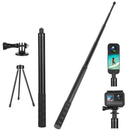 Mippko Invisible Selfie Stick for Insta360 ONE X4,X3,X2,X,One R,One RS,GO 2,GO 3/GoPro/DJI/AKASO/SJCAM Action Cameras,Extendable 61.8" / 157 cm Long Aluminum Alloy Rod with Tripod Accessory
