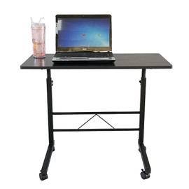 Adjustable Mobile Side Table, Rolling Portable Couch Computer Desk Cart, Tv Dinner Tray Table with Wheels, Laptop Stand for Bed and Sofa, Keyboard, Student Eating (S)