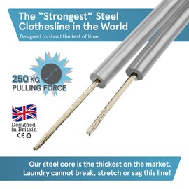 “The Strongest” Steel Washing Line by Smith‘s® (Grey, Size 30m/100ft) | Super Strong, Lifelong, Heavy-Duty Outdoor & Indoor Clothesline | Rot, Mould & Weather Resistant | Lifelong Guarantee!