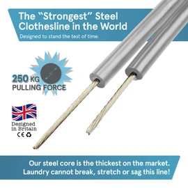 “The Strongest” Steel Washing Line by Smith‘s® (Grey, Size 30m/100ft) | Super Strong, Lifelong, Heavy-Duty Outdoor & Indoor Clothesline | Rot, Mould & Weather Resistant | Lifelong Guarantee!