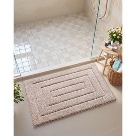 Color&Geometry Bathroom Rugs Non Slip Washable 17"x30", Extra Soft and Absorbent Microfiber Bath Mat, Machine Washable Shower Mat, Bath Rugs for Bathroom, Tub and Laundry Room, Beige