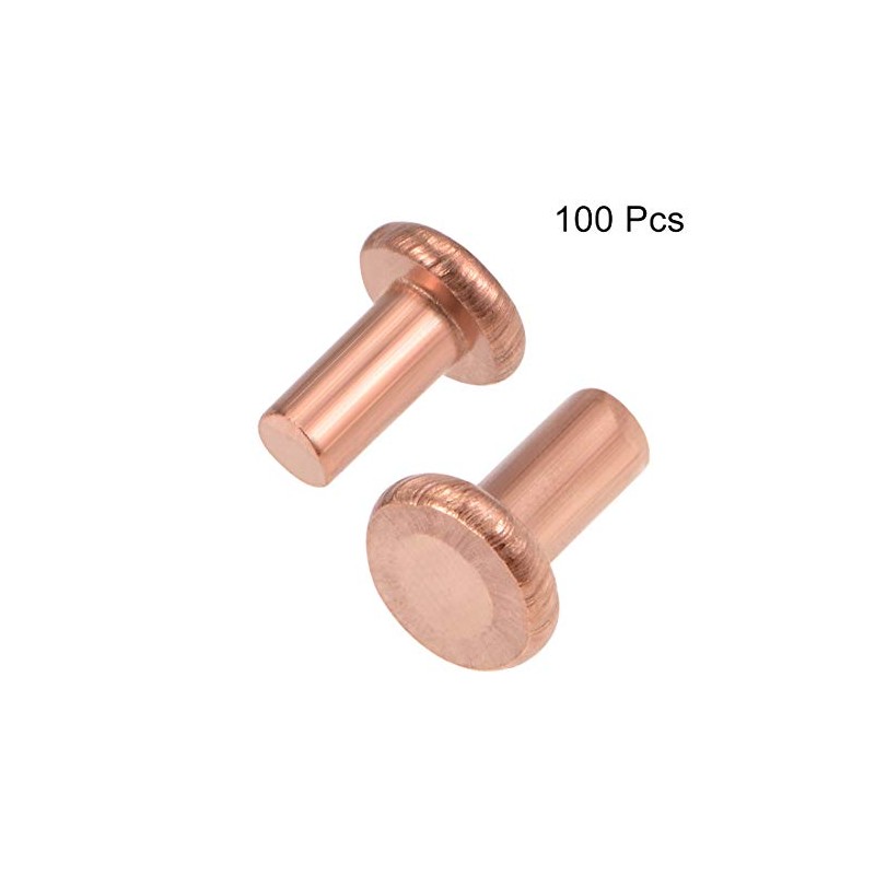 sourcing map 100pcs 1/8" x 15/64" Flat Head Copper Nails