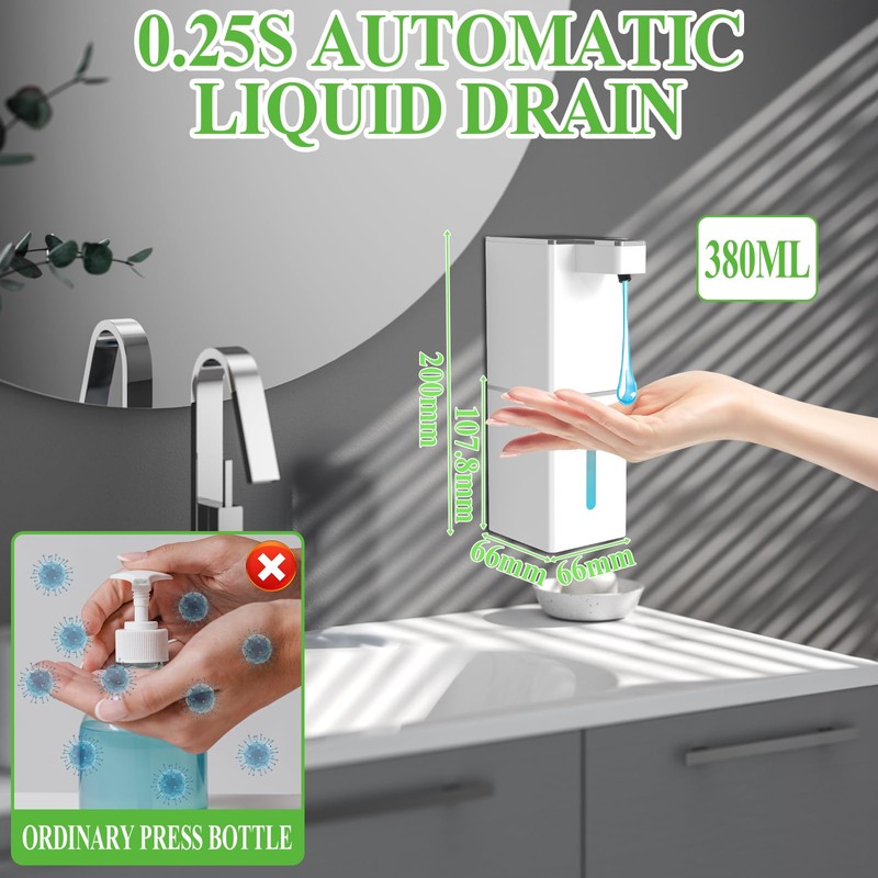 RDDAIPE 380 ml Automatic Soap Dispenser, Wall Mounted, Electric Soap