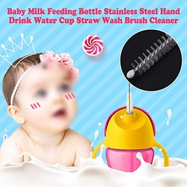 Acouto Juego de 20 cepillos de Limpieza de Pajita, Juego de Limpieza para Botellas de Leche para bebé, biberón de Acero Inoxidable, Taza de Agua, Pajita, Cepillo de Limpieza de Laboratorio