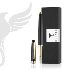Hörner Nobilis - Premium Rollerball Pen Black I Elegant Gift Box I Ink Colour Blue I Line Width M 0.7 mm I High-Quality Case I Modern Grip I High-Quality Rollerball Pen I Luxury Design