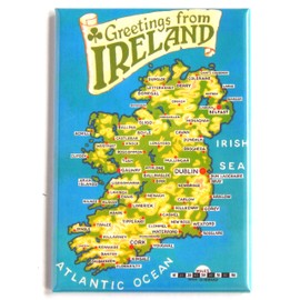 Greetings from Ireland Map Fridge Magnet (1.75 x 2.75 inches)
