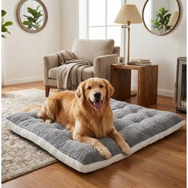 Plush Dog Bed for Crates and Floor Lounging – Soft, Thickened Fiber Pet Mat for Comfortable Everyday Rest at Home