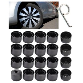 20PCS Car Wheel Lug Nut Covers, 17mm Wheel Bolt Protection Caps with Removal Tool, Flexible Black Lug Nut Covers for Car, Truck, SUV, Inner Hexagon Lug Nut Caps for Wheel Nut Protection