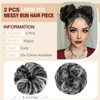 Qunlinta 2 PCS Large Messy Bun Hair Piece, Thick Wavy