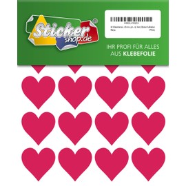 40 Rubber Hearts, 40 mm, Pink, Made from PVC Film, Weatherproof, Heart Sticker
