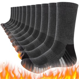 Tmani Thermal Socks Men Women Socks 39-42 43-46 Warm Winter Socks Breathable Moisture Wicking Padded (DE/NL/SE/PL, Numeric, 43, 46, Regular, Dark Grey - 6 Pairs), gray