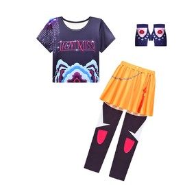 ROSEZUZU Stage Outfit Pop Singers Clothes Set Top and Pants and Gloves for 4-14 Years