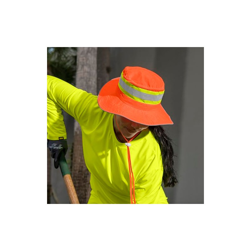 Ironwear 1271-O Booney Hat with adjustable neck strap, LG, Orange