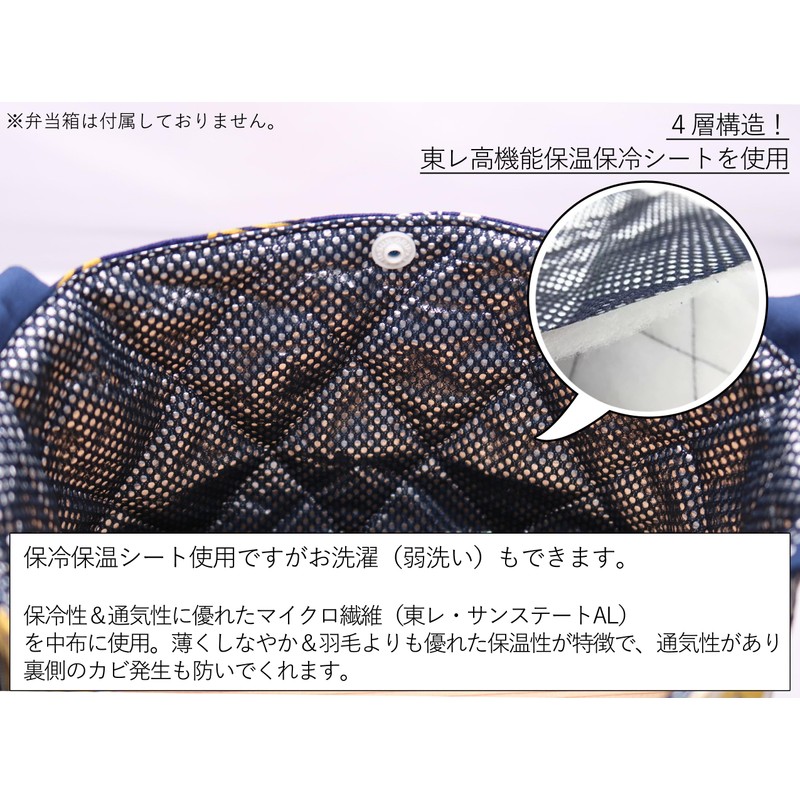 Lunch Bag, Insulated Lunch Bag, No Drawstring, Tie Type, Azuma