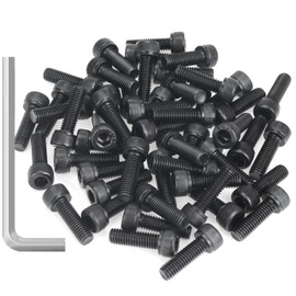 55 Pieces M5 x 16mm Socket Head Cap Screws, Thread Pitch 0.8mm, Sutemribor M5 Black Screws, 12.9 Grade Alloy Steel, Black Oxide Finish, Fully Threaded