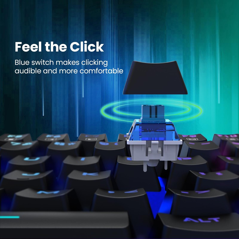 RGB Mechanical Gaming Keyboard Wired - 104 Key Blue Switch