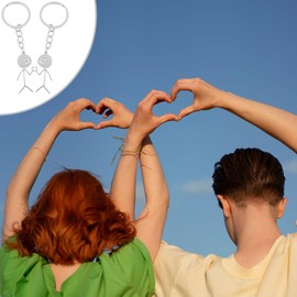 Ouligay 2 Pcs Stainless Steel Funny Keychain,Couple Keychains, Stickman Love Matching Keychains for Couples,Best Friend Keychain,Long Distance Friendship Gifts for Boyfriend Girlfriend Him Her