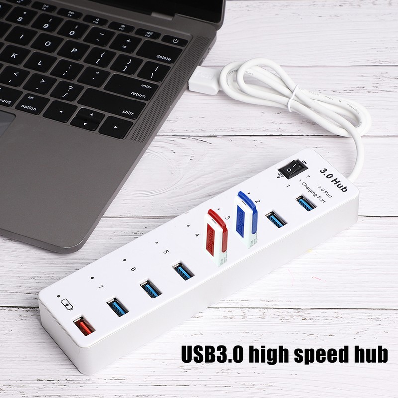 USB3.0 7 High Speed Hub USB Fast Charging Interface ABS