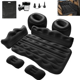 Vextone Car Inflatable Mattress, Thickened Travel Camping Air Mattress, Portable Travel Inflatable Mattress, Universal SUV Sleeping Bed with Inflatable Pump, 2 Pillows, Large Backrest(Black)