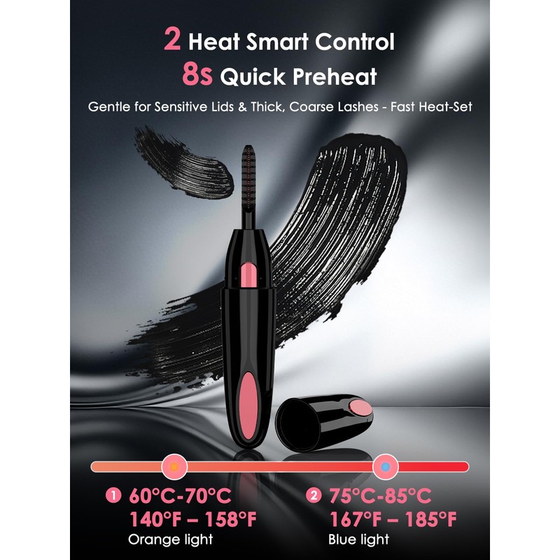 Heated Eyelash Curler, EB-02 Electric Eyelash Brush with Fast Heating