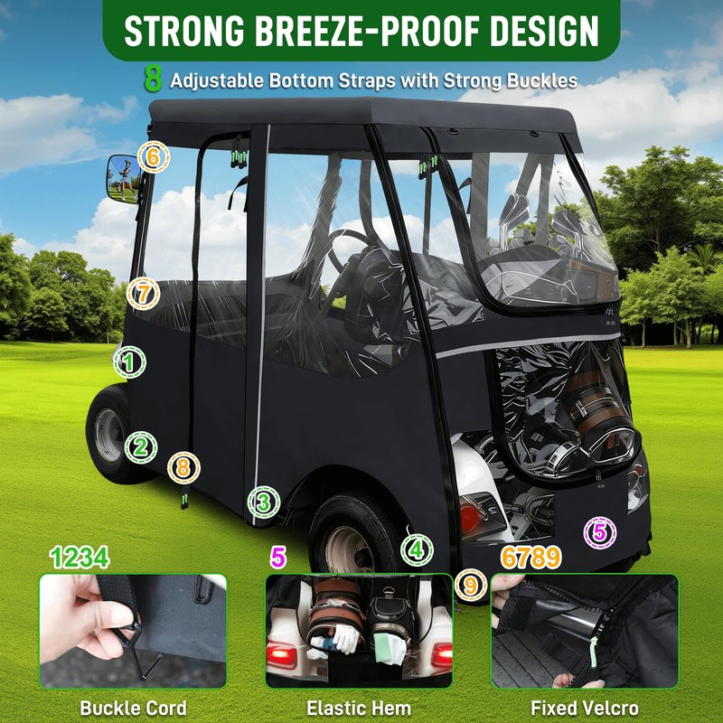 Cartalia Golf Cart Driving Enclosure 2 Passenger for EZGO TXT/RXV,