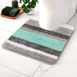 MIULEE Bath Mats Extra Soft Non Slip Absorbent Shower Mat Bathroom Rug Door Mat Inside Kitchen Rugs Carpet Washable for Bedroom Kitchen Entrance 20x20 Inch 50x50cm Green and Grey