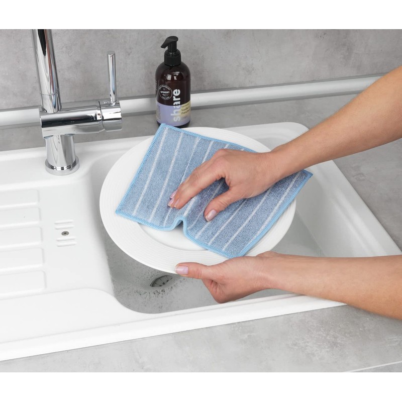WENKO Miko Microfibre Cleaning Sponge, Set of 2, Universal Dish