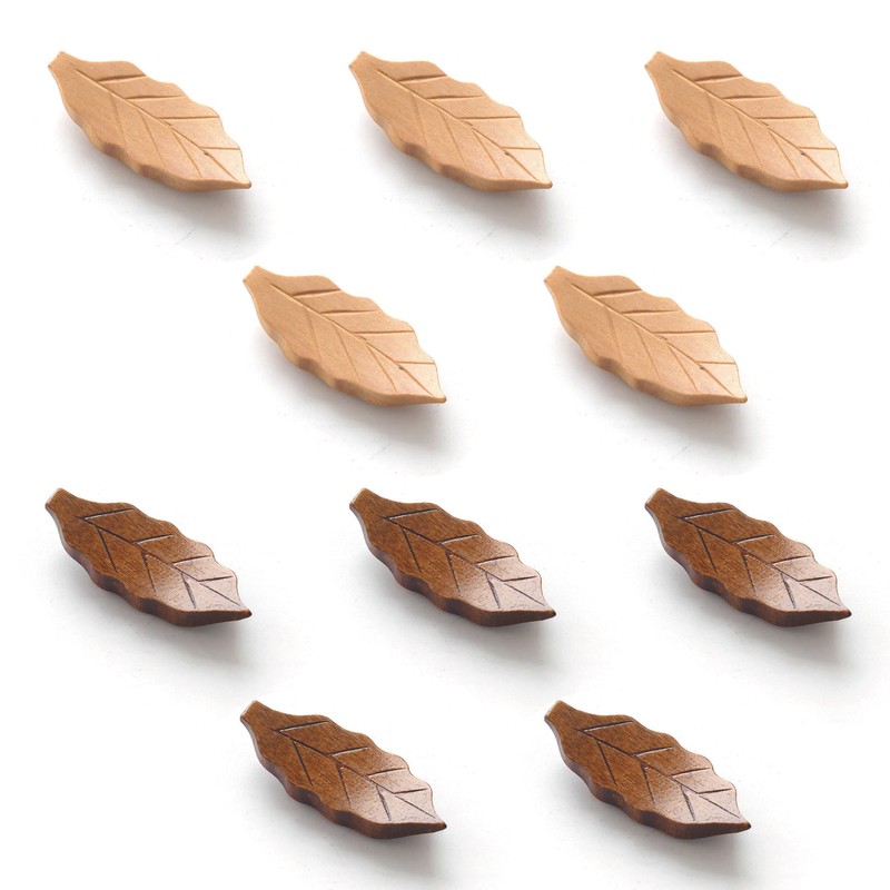 Felimoa Cutlery Rest Wooden Leaf Chopsticks Rest Set of 10